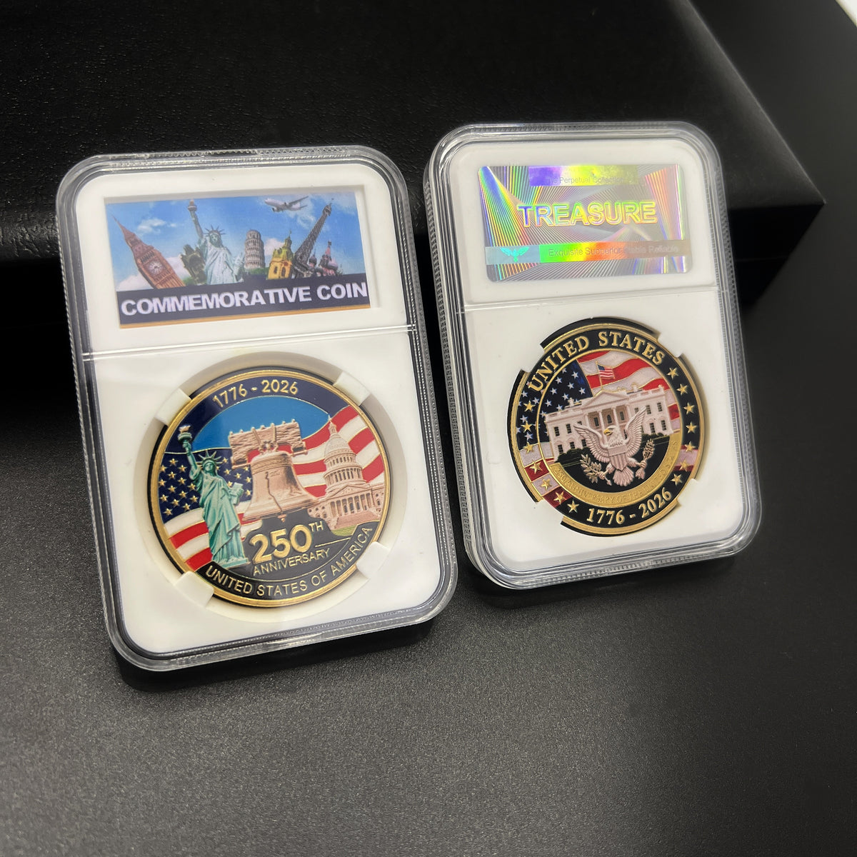 USA 250th Anniversary Commemorative Coin – Statue of Liberty & White House Edition