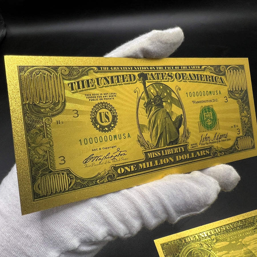 Novelty Statue of Liberty $1,000,000 Commemorative Foil Banknote - Gold & Silver Collectible (Non-Circulating)